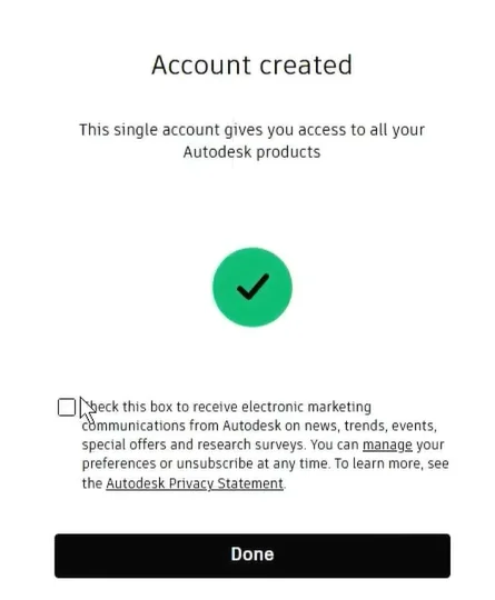 conta autodesk criada