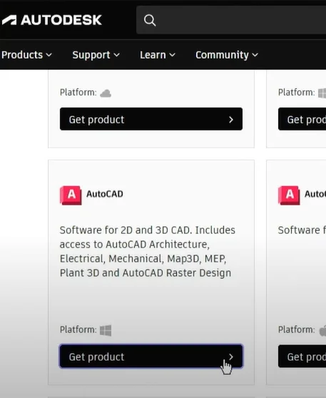 selecionando autocad para baixar