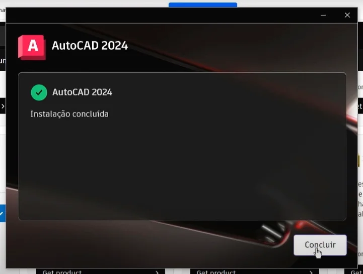 instalação autocad concluída