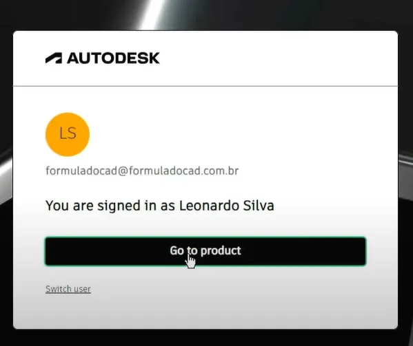 Confirmação de login do atuocad